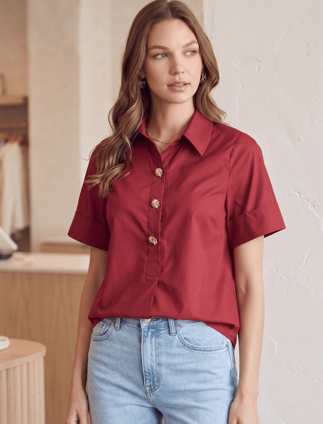 Gold Button Top - High Call Outfitters