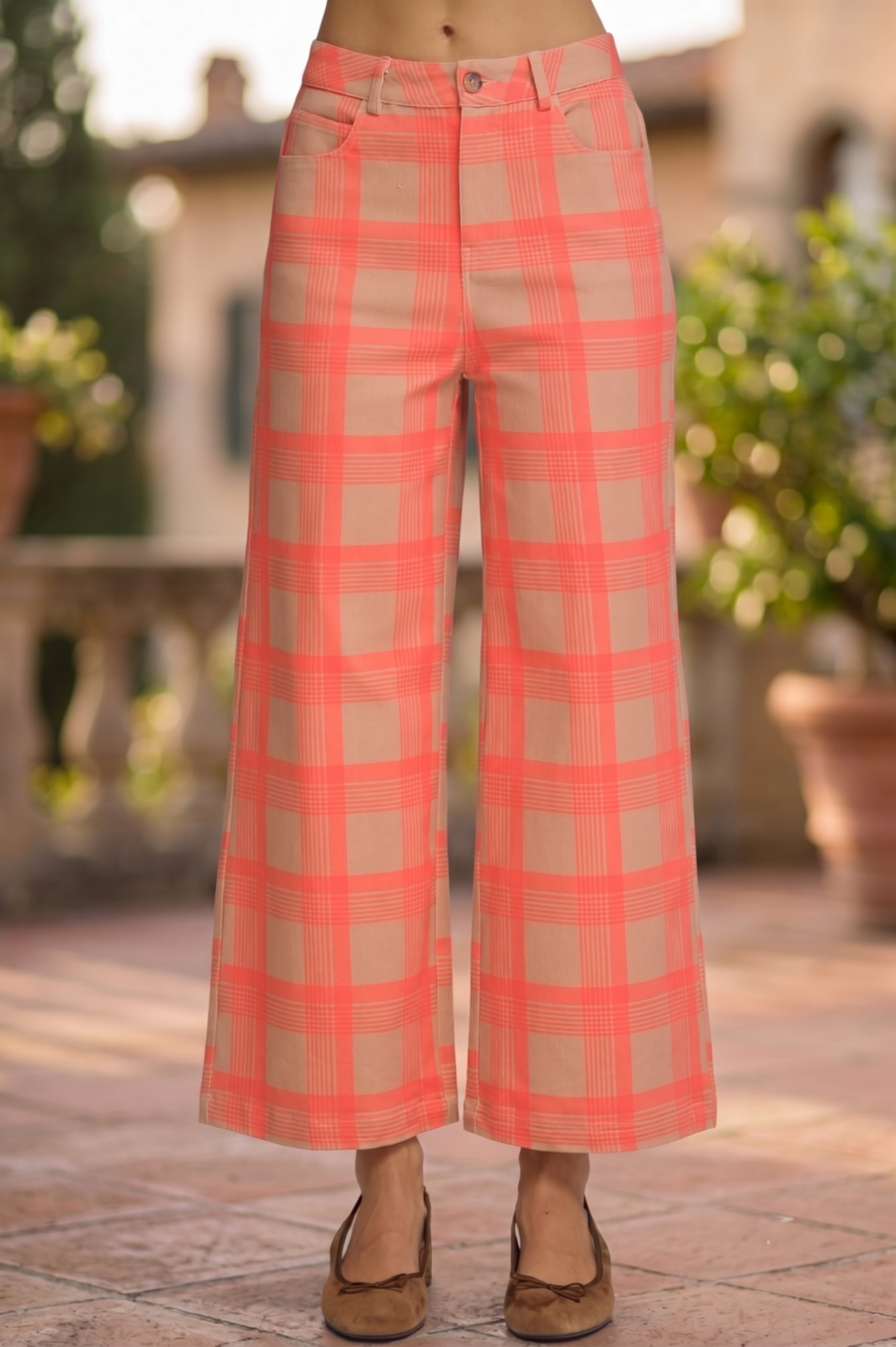 Wide Leg Plaid Pant