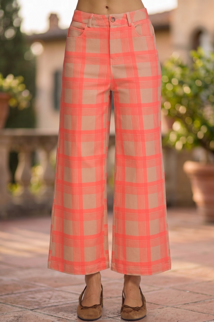 Wide Leg Plaid Pant