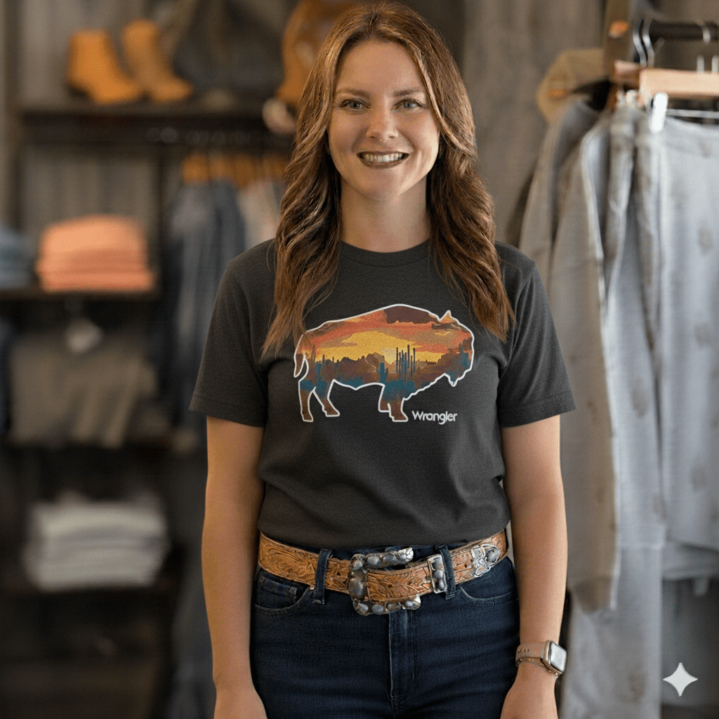 Where the Buffalo Roam Tee from Wrangler - High Call Outfitters