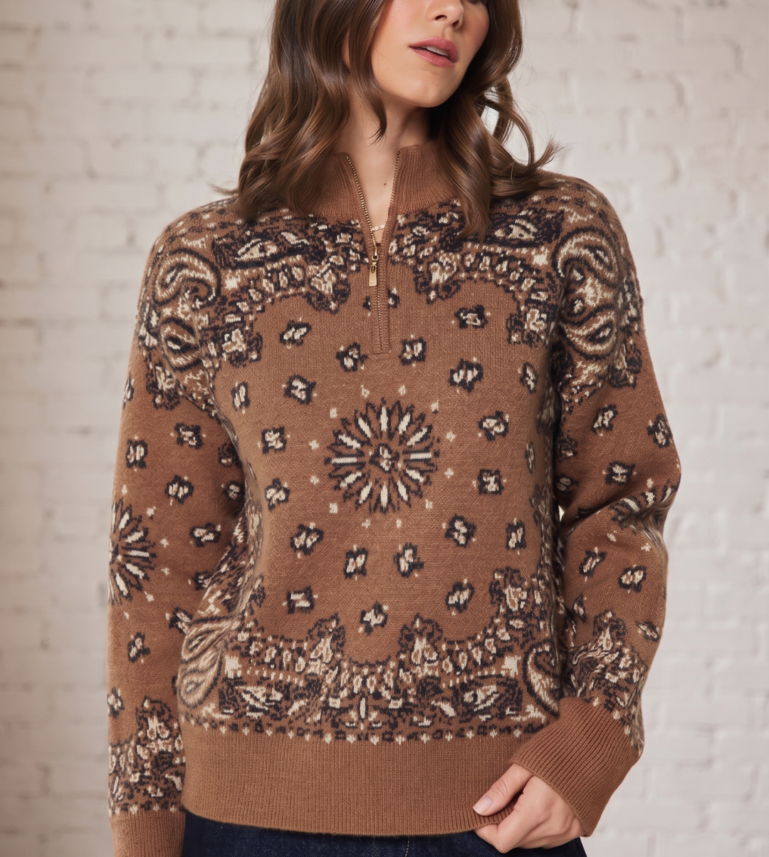 Bandana 1/2 Zip Sweater