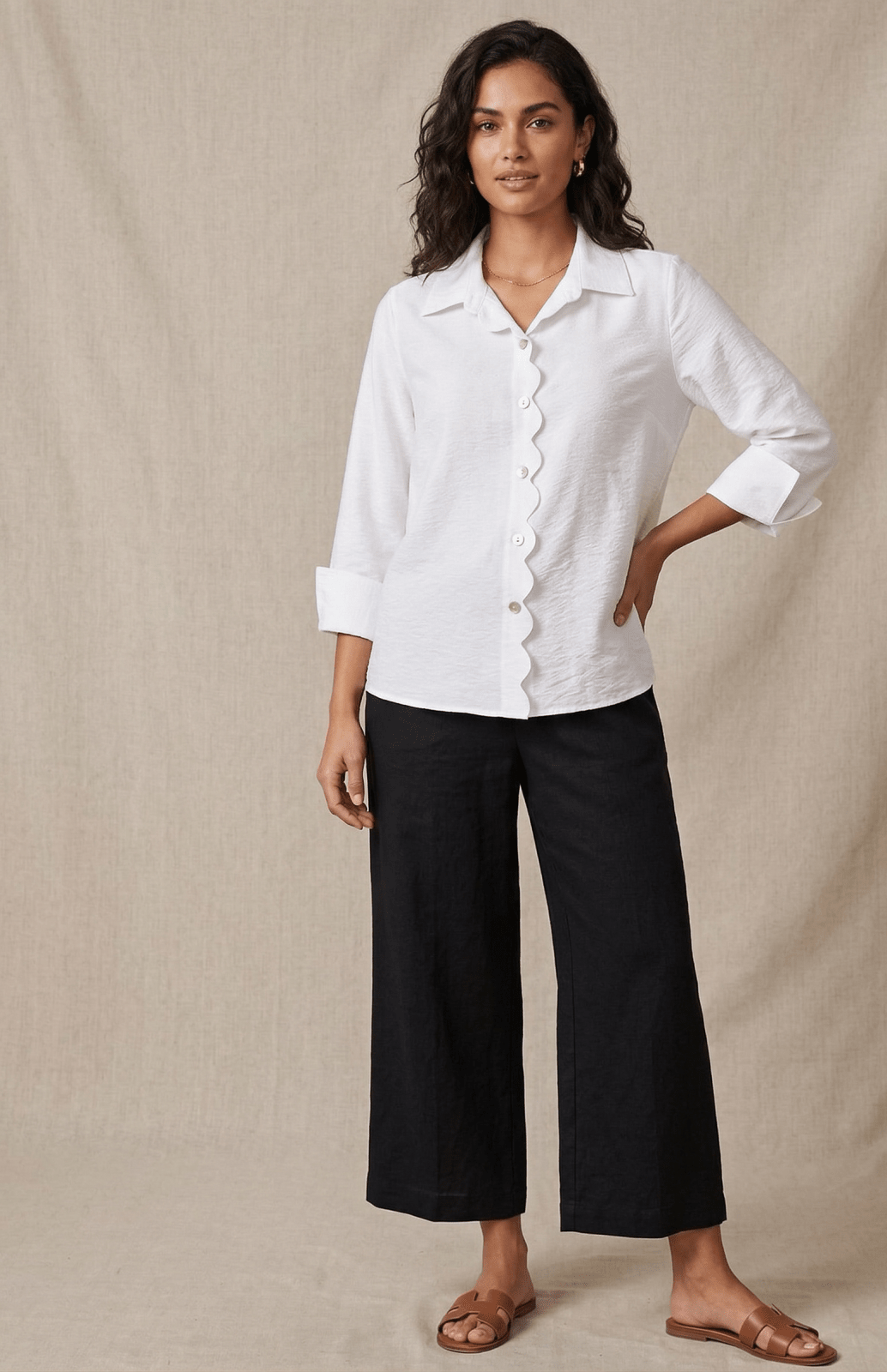 Scallop Button Placket Top from Multiples - High Call Outfitters