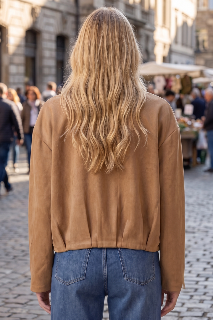 Faux Suede Bomber Jacket
