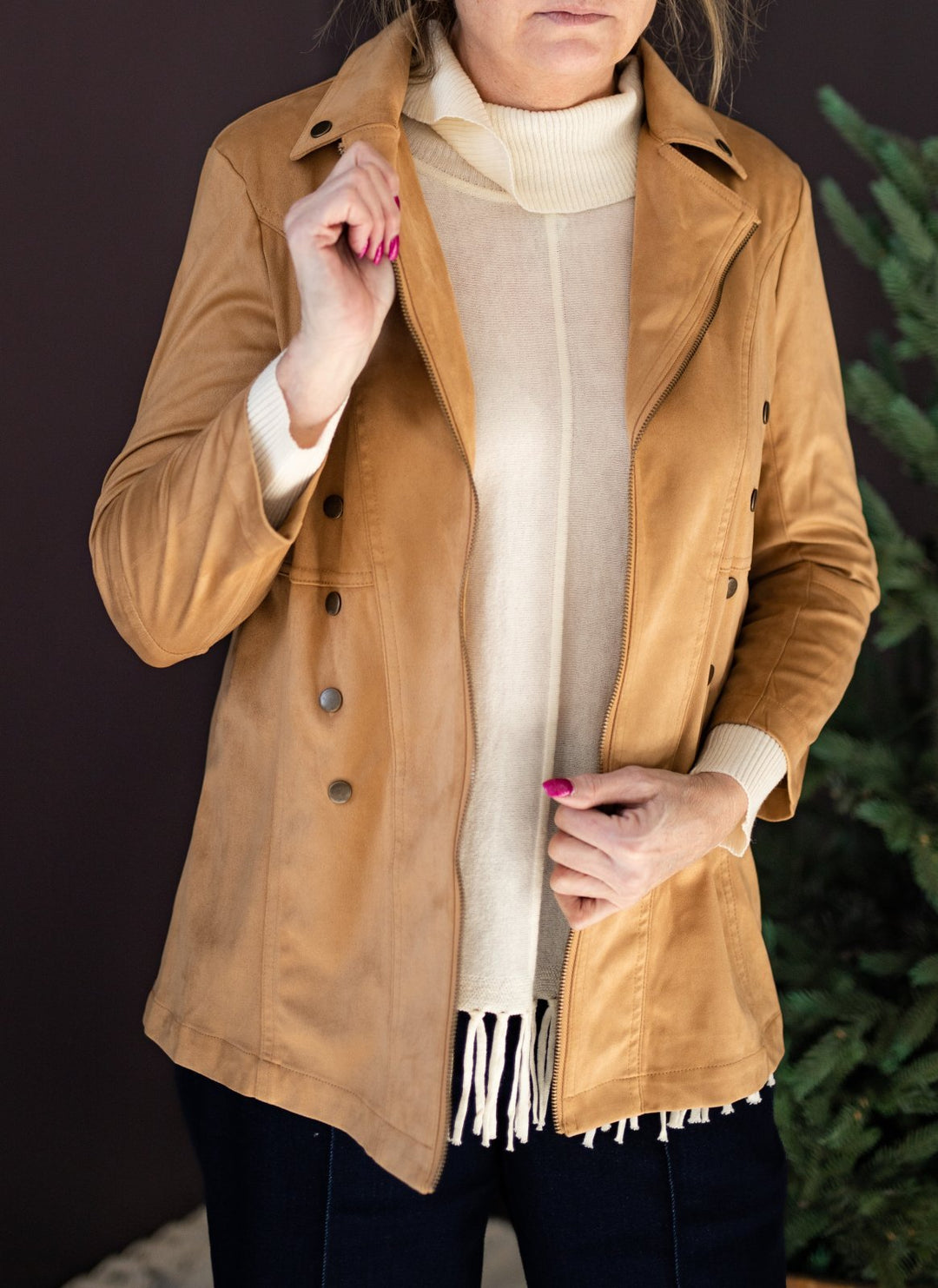3/4 Sleeve Faux Suede Jacket from Multiples - High Call Outfitters