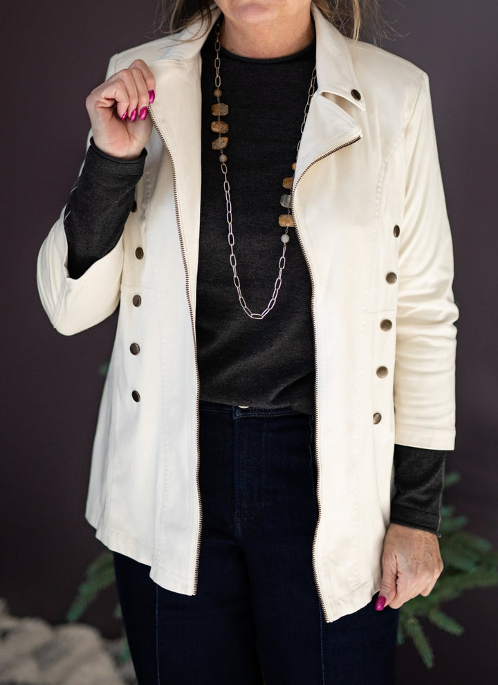 3/4 Sleeve Faux Suede Jacket from Multiples