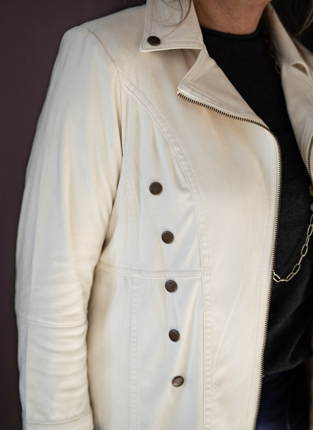 3/4 Sleeve Faux Suede Jacket from Multiples