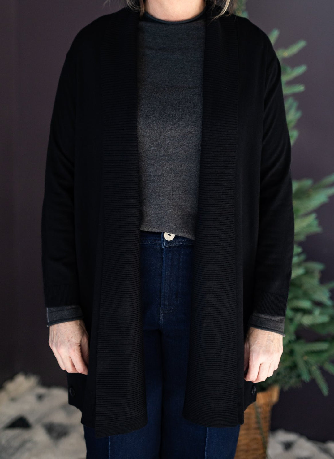 3/4 Sleeve Ribbed Collar Sweater from Multiples