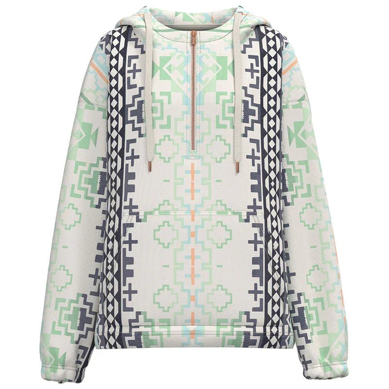 Mazatlan Women's Gardenia Cream Hoody with Multi Color Aztec Pattern All Over from Hooey - High Call Outfitters