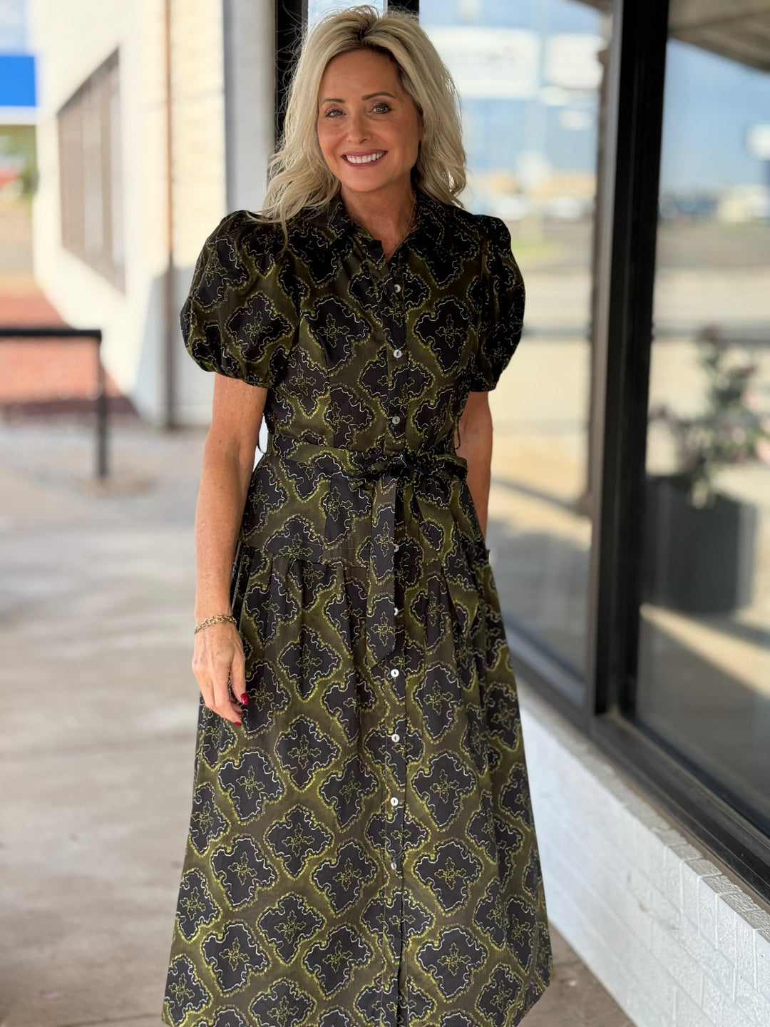 Tile Print Midi Dress