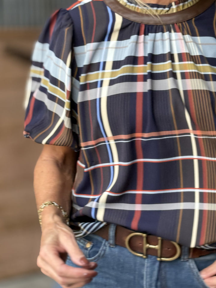 Ruffle Neck Stripe Top from THML