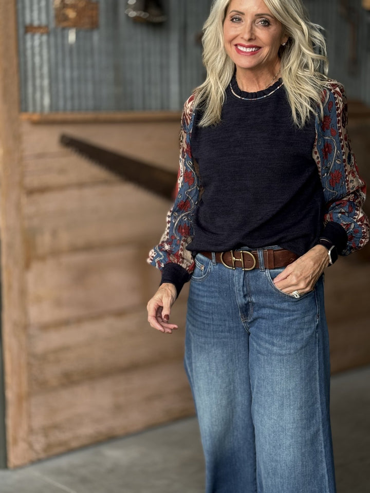 Long Sleeve Mixed Media Top from THML