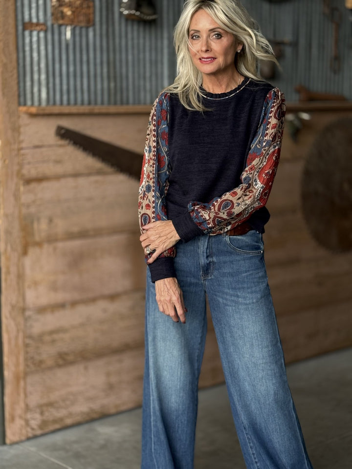 Long Sleeve Mixed Media Top from THML