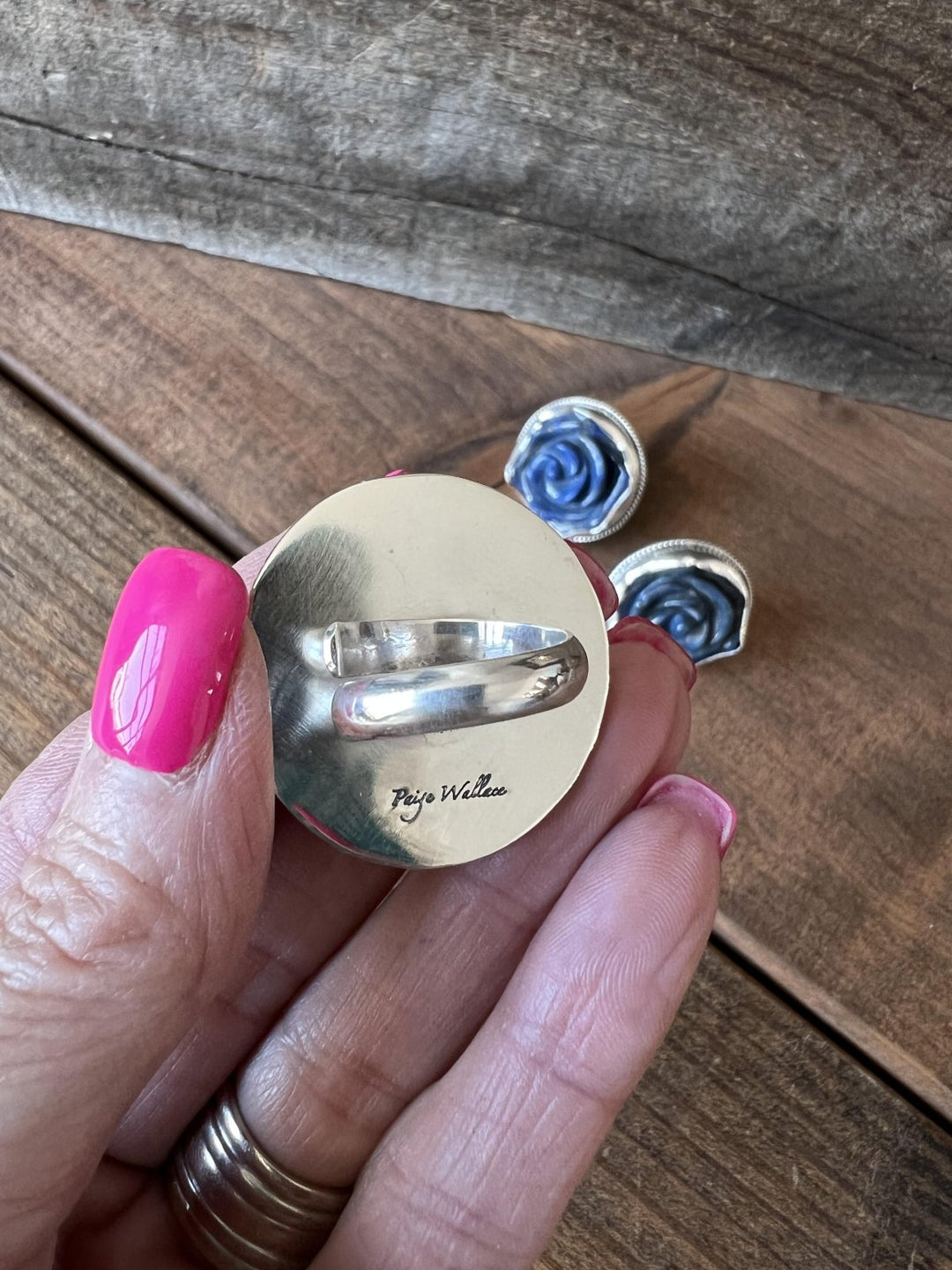 Lapis Flower Adjustable Ring