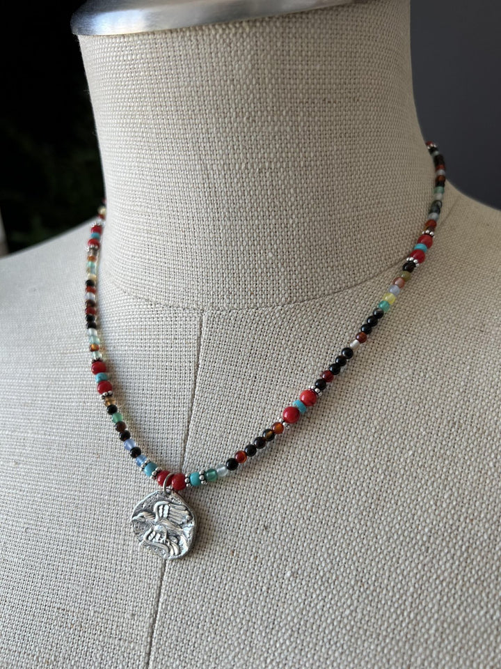 Multi Stone Dainty Bird Necklace from Paige Wallace