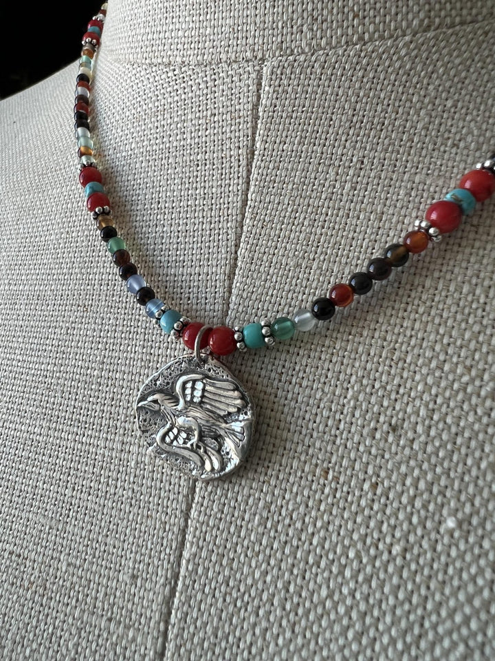 Multi Stone Dainty Bird Necklace from Paige Wallace