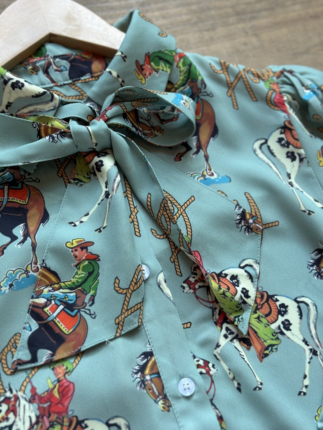 Western Print Tie Front Top