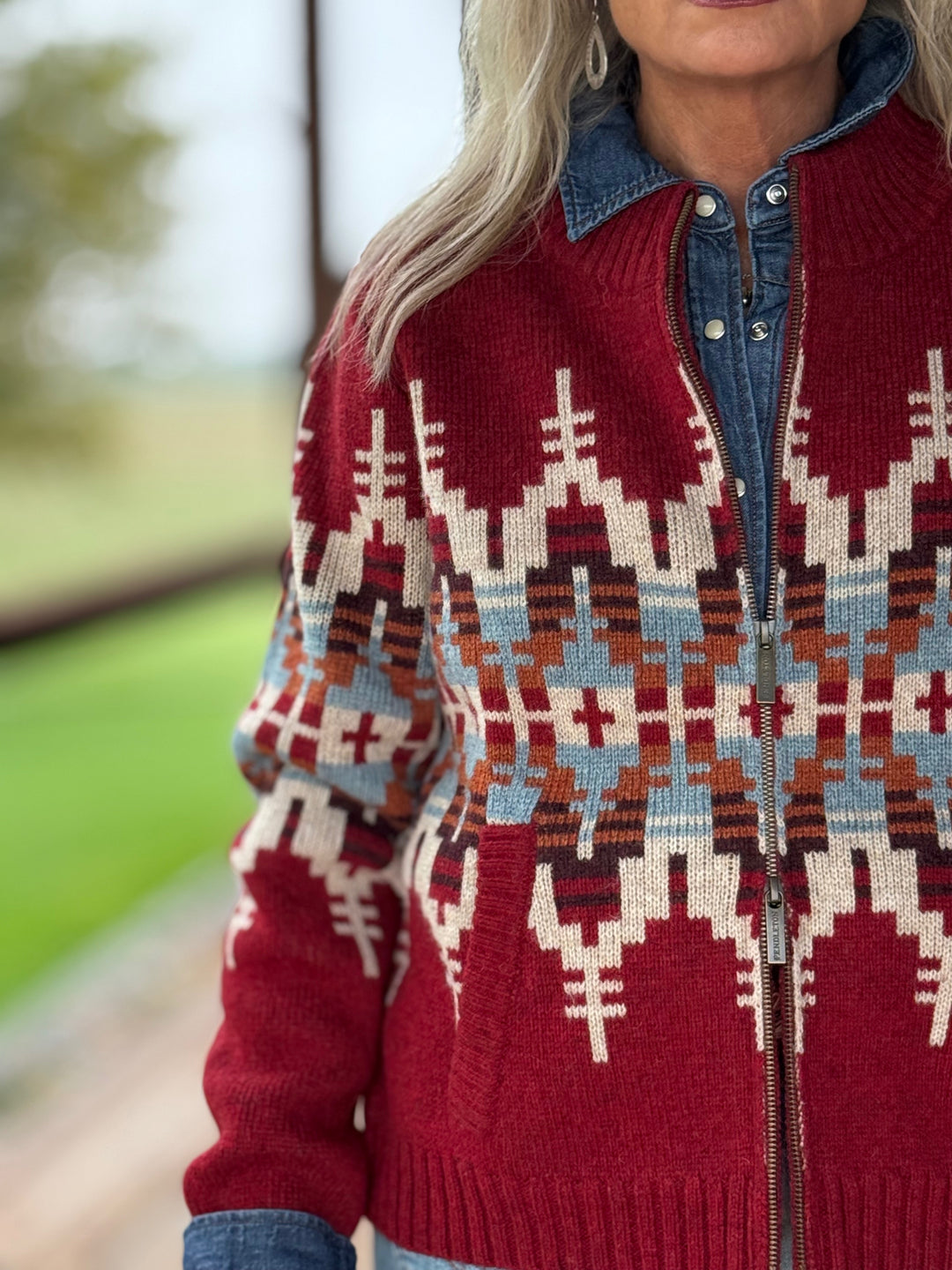 Graphic Wool Zip Up Cardigan from Pendleton