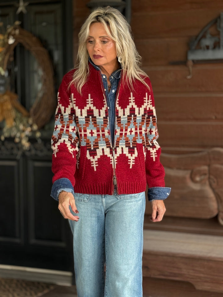 Graphic Wool Zip Up Cardigan from Pendleton