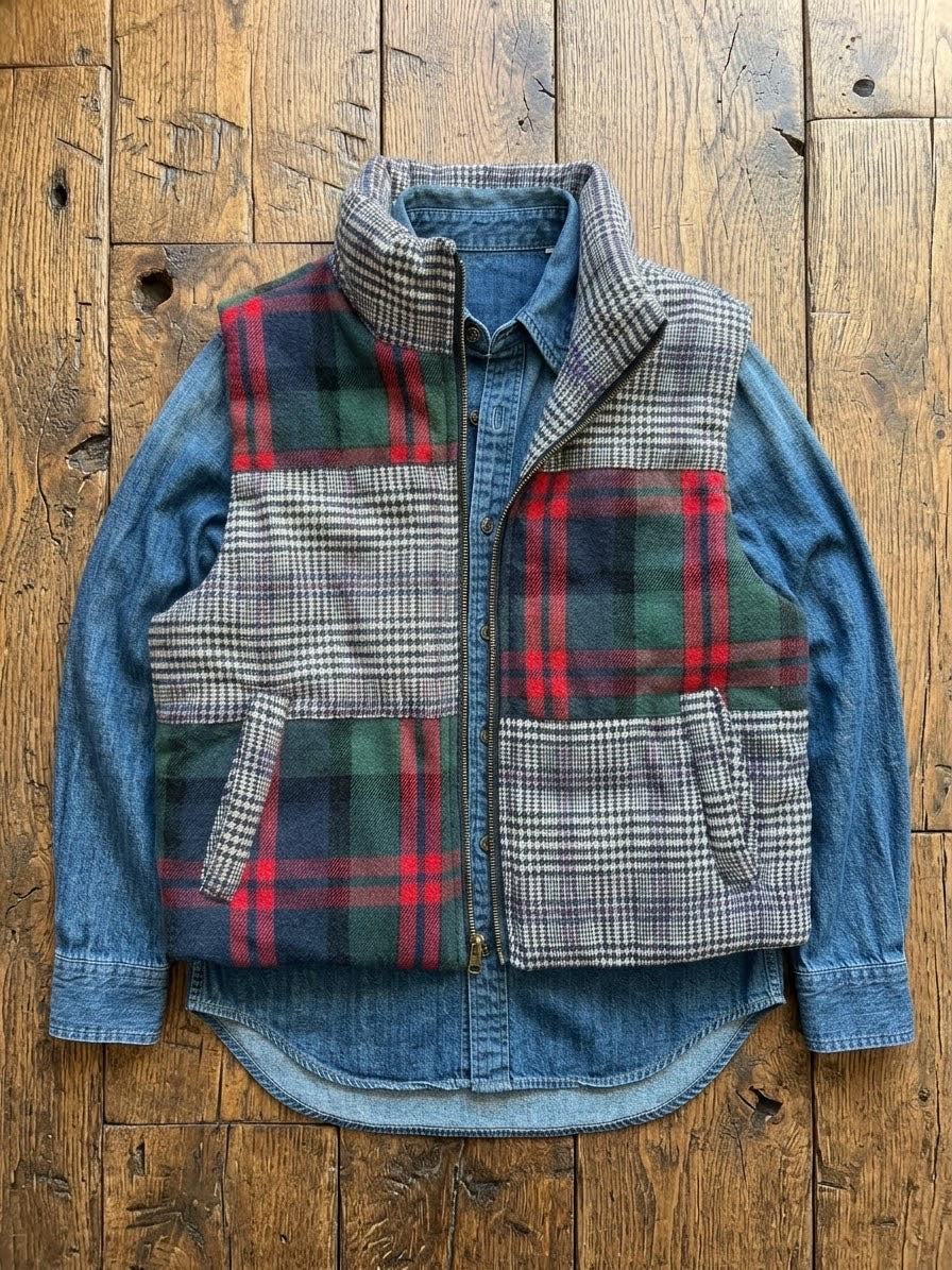 Patchwork Mixed Plaid Vest