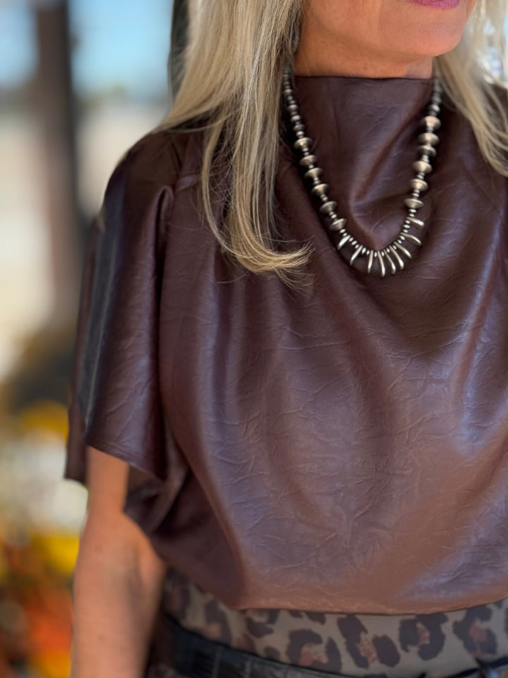 Leather Look Flowy Sleeve Top from THML