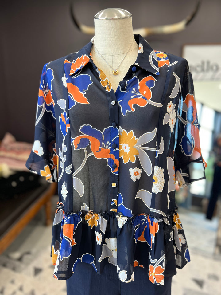 Floral Print Sheer Top from Multiples