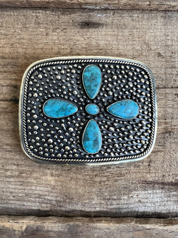 Turquoise Stone Cross Belt Buckle from Paige Wallace