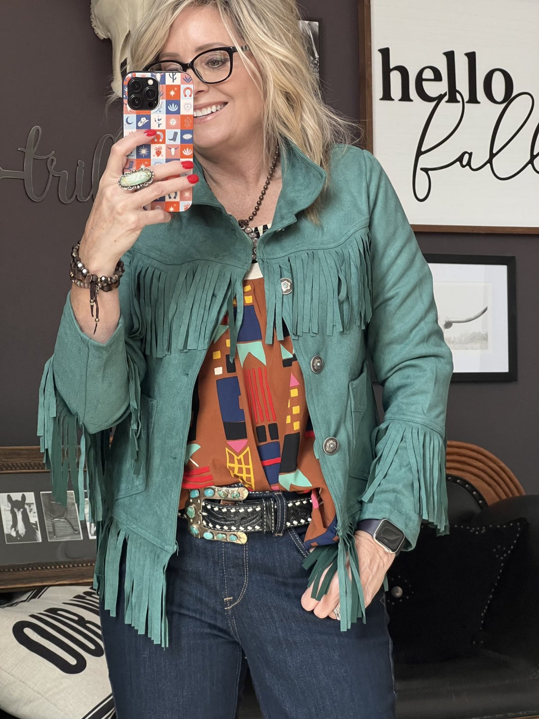 Faux Suede Fringe Jacket