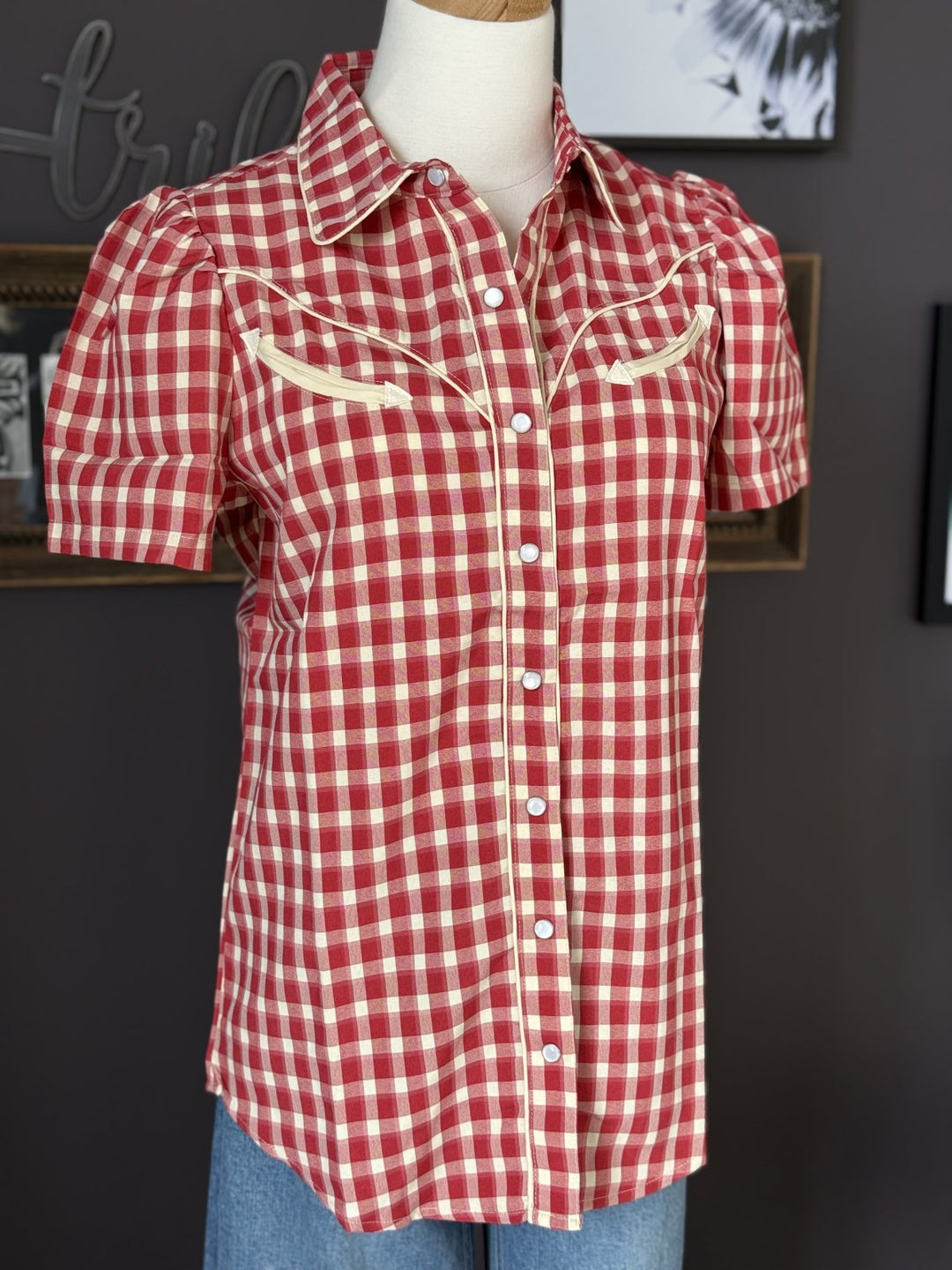 Gingham Smiley Pocket Snap Shirt from Howdy Hanny - High Call Outfitters