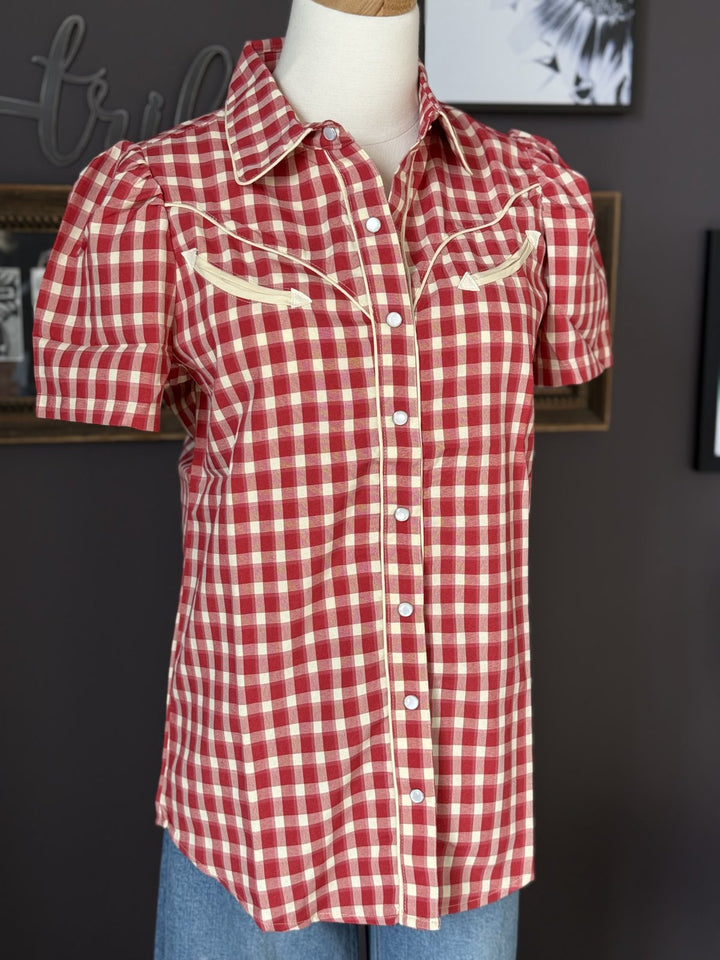 Gingham Smiley Pocket Snap Shirt from Howdy Hanny - High Call Outfitters