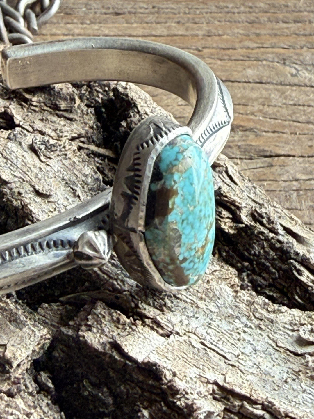 Single Turquoise Stone Stamped Cuff Bracelet - High Call Outfitters