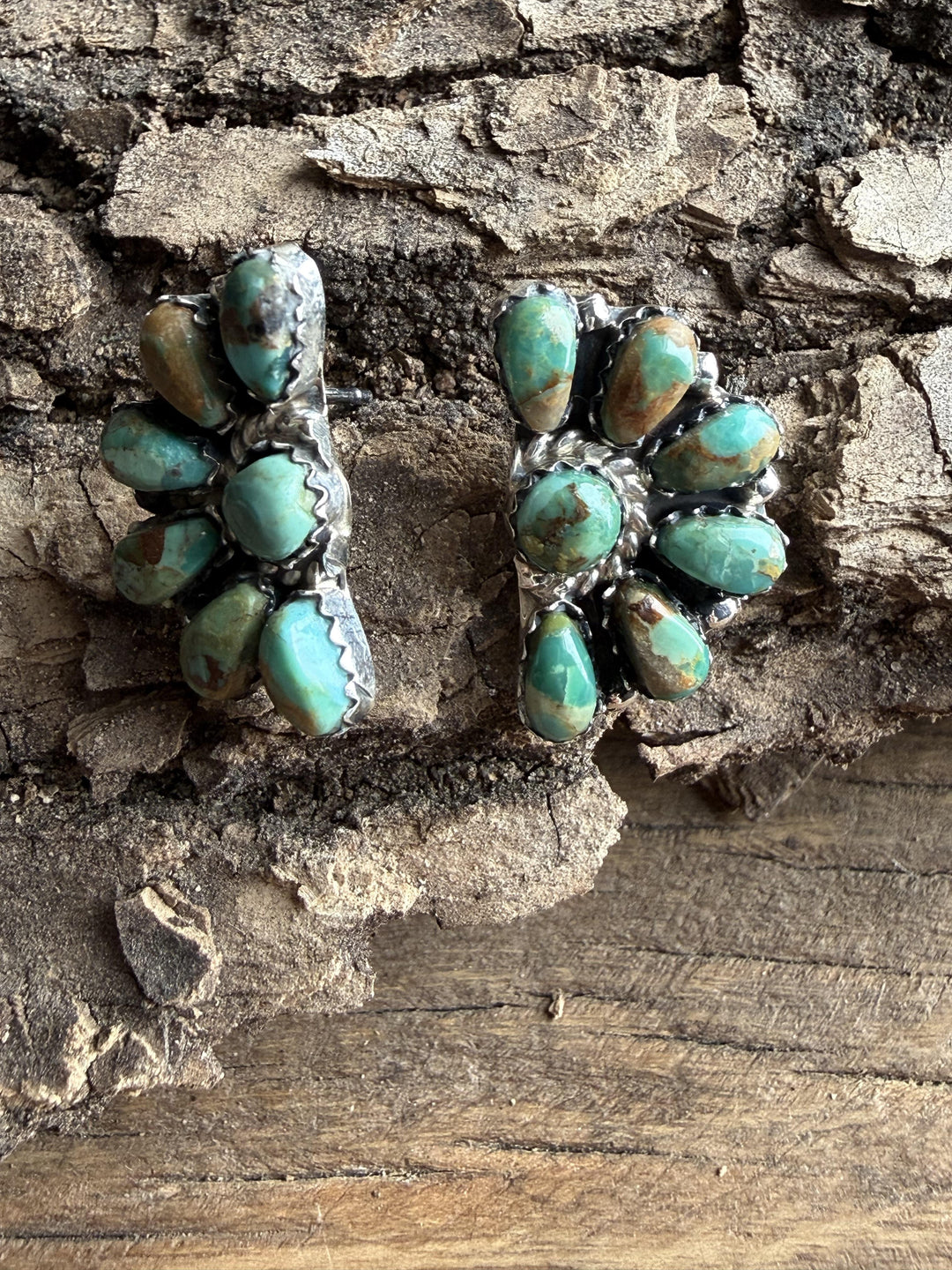 Turquoise Half Moon Flower Earring