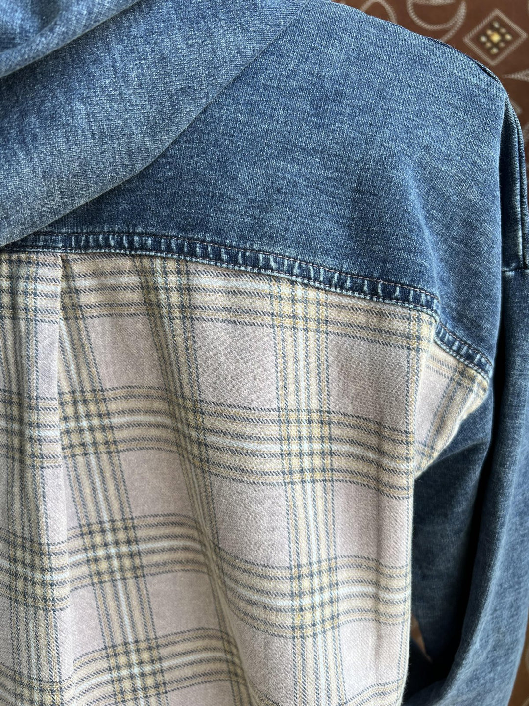 Washed Denim Hooded Pullover