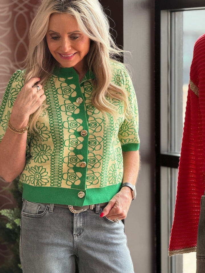 Floral Detail Knit Cardigan from THML - High Call Outfitters