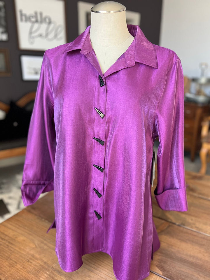 3/4 Sleeve Turn up Cuff Blouse from Multiples - High Call Outfitters