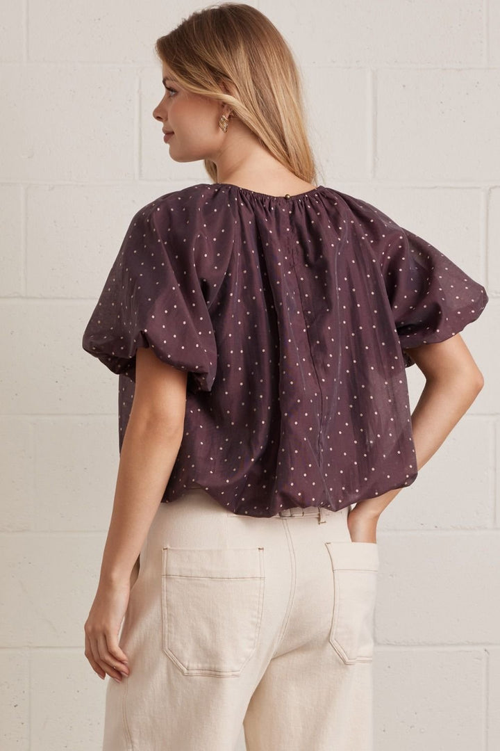 Micro Polka Dot Bubble Top