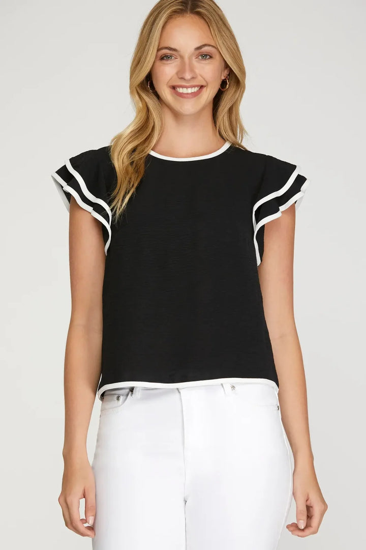 Game Day Ruffle Sleeve Top