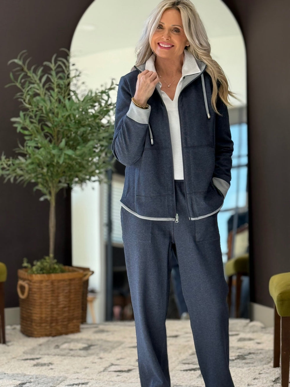 Elastic Waist Reversible Lounge Ankle Pant from Multiples - High Call Outfitters