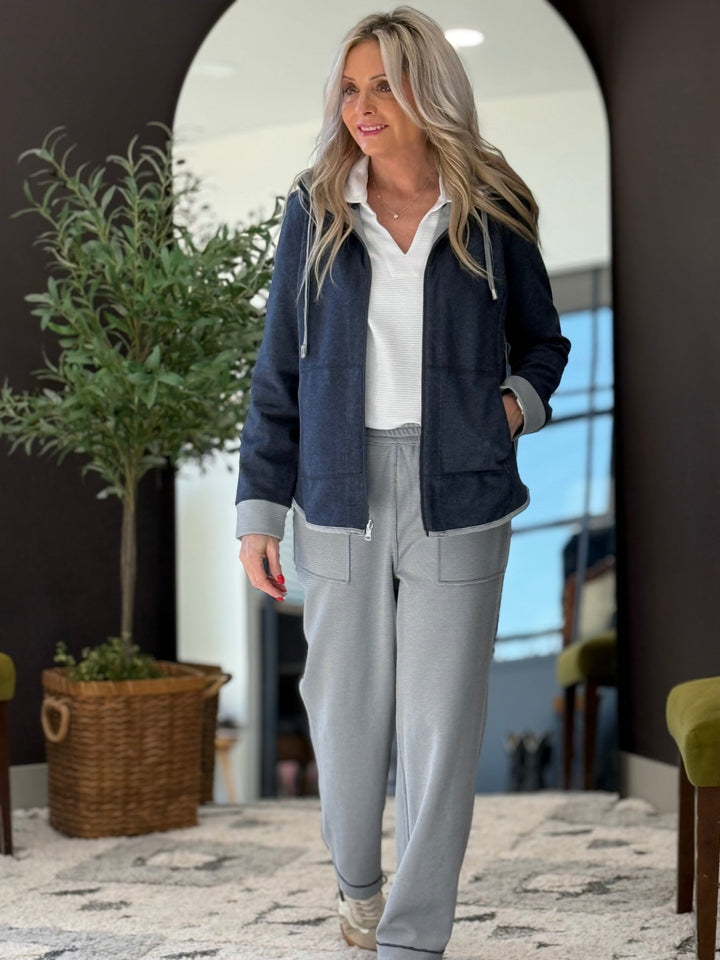 Elastic Waist Reversible Lounge Ankle Pant from Multiples - High Call Outfitters