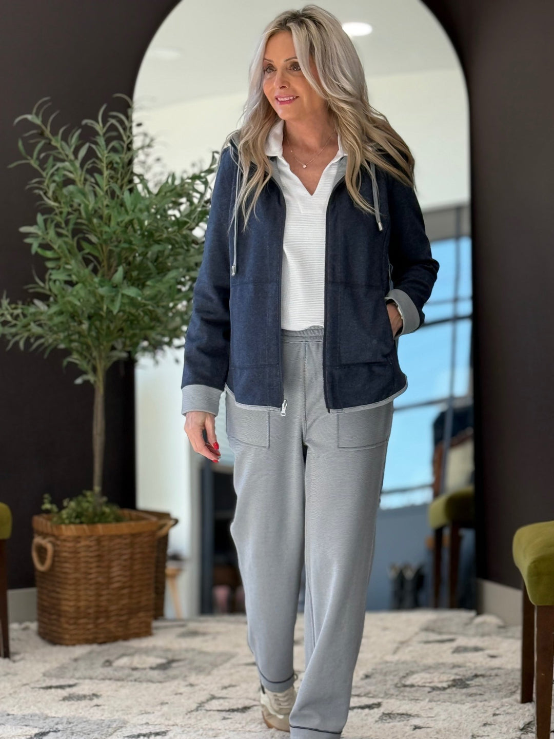 Elastic Waist Reversible Lounge Ankle Pant from Multiples - High Call Outfitters