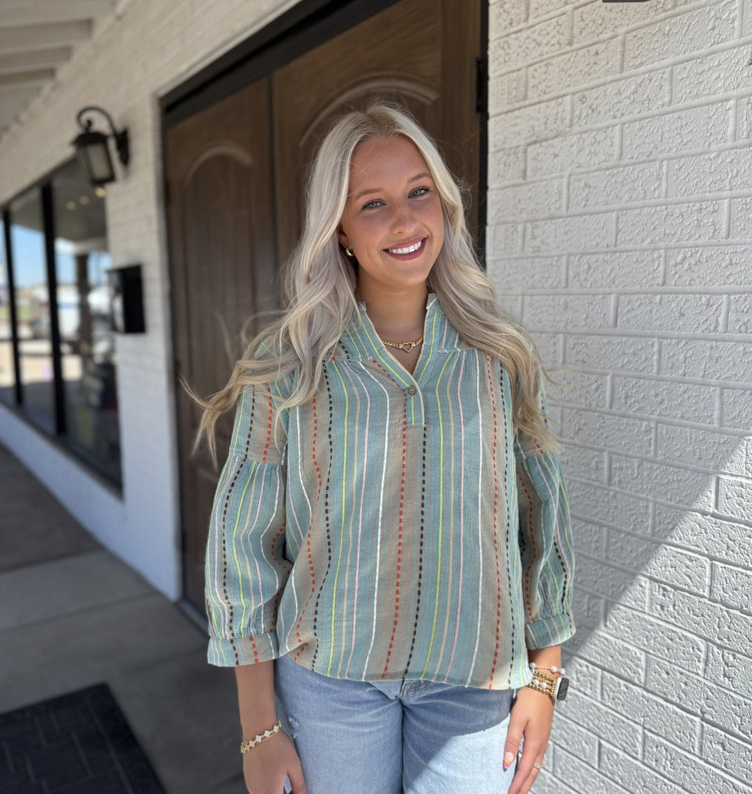 Gauze Stripe Popover Top from Ivy Jane - High Call Outfitters