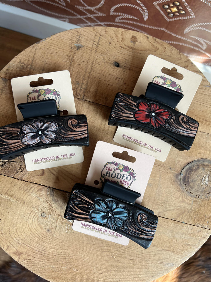 Tooled Leather Medium Hair Clip from The Rodeo Rose