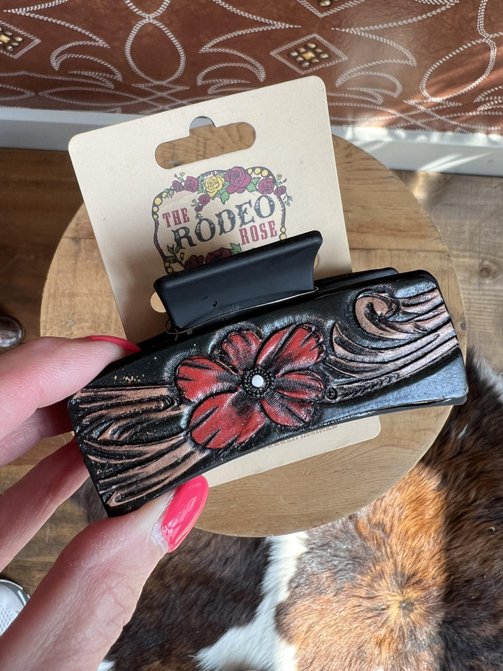 Tooled Leather Medium Hair Clip from The Rodeo Rose