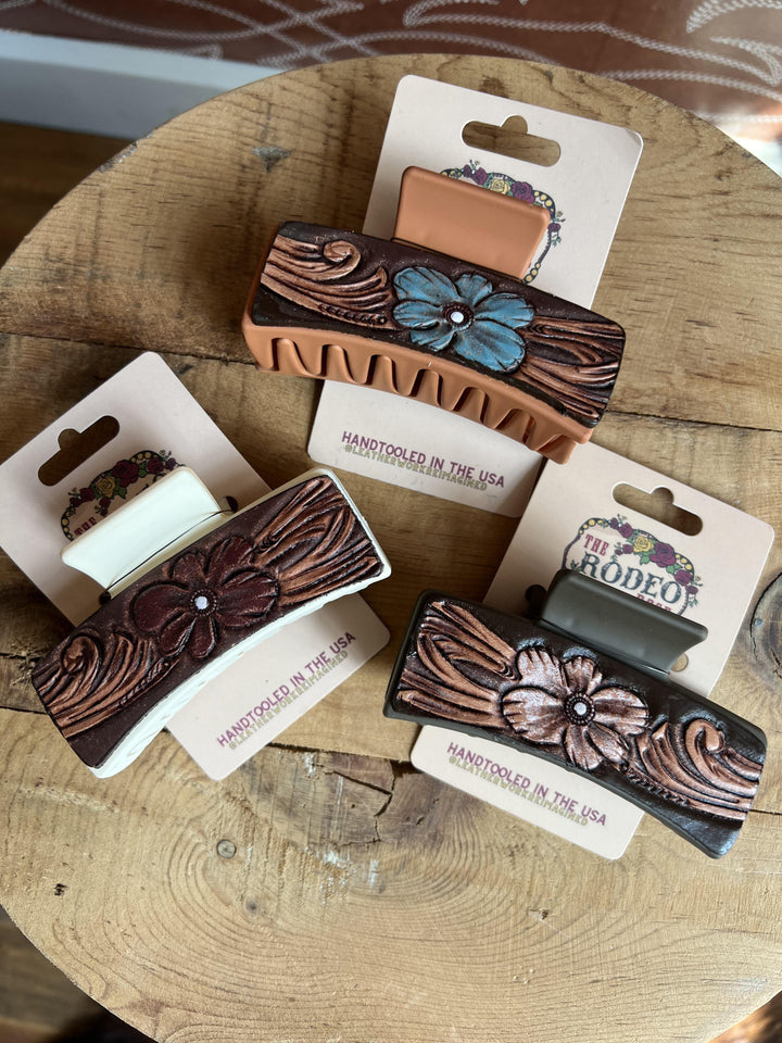 Tooled Leather Medium Hair Clip from The Rodeo Rose