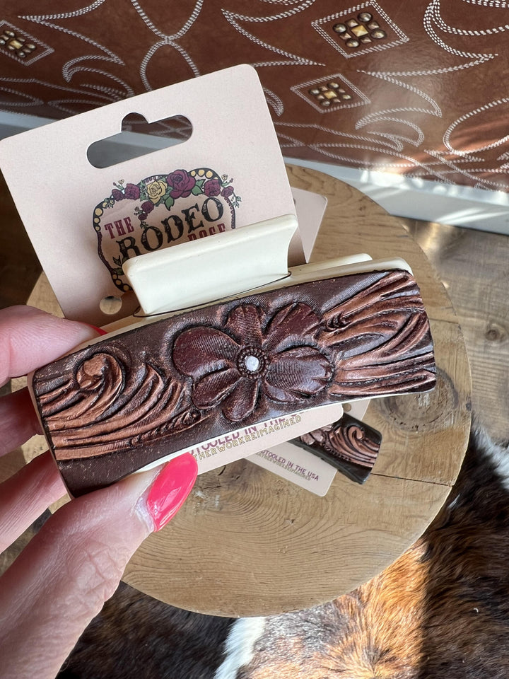 Tooled Leather Medium Hair Clip from The Rodeo Rose