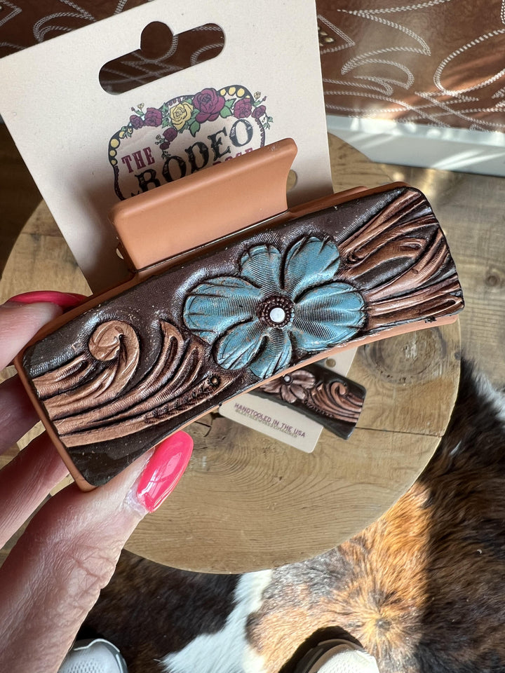 Tooled Leather Medium Hair Clip from The Rodeo Rose