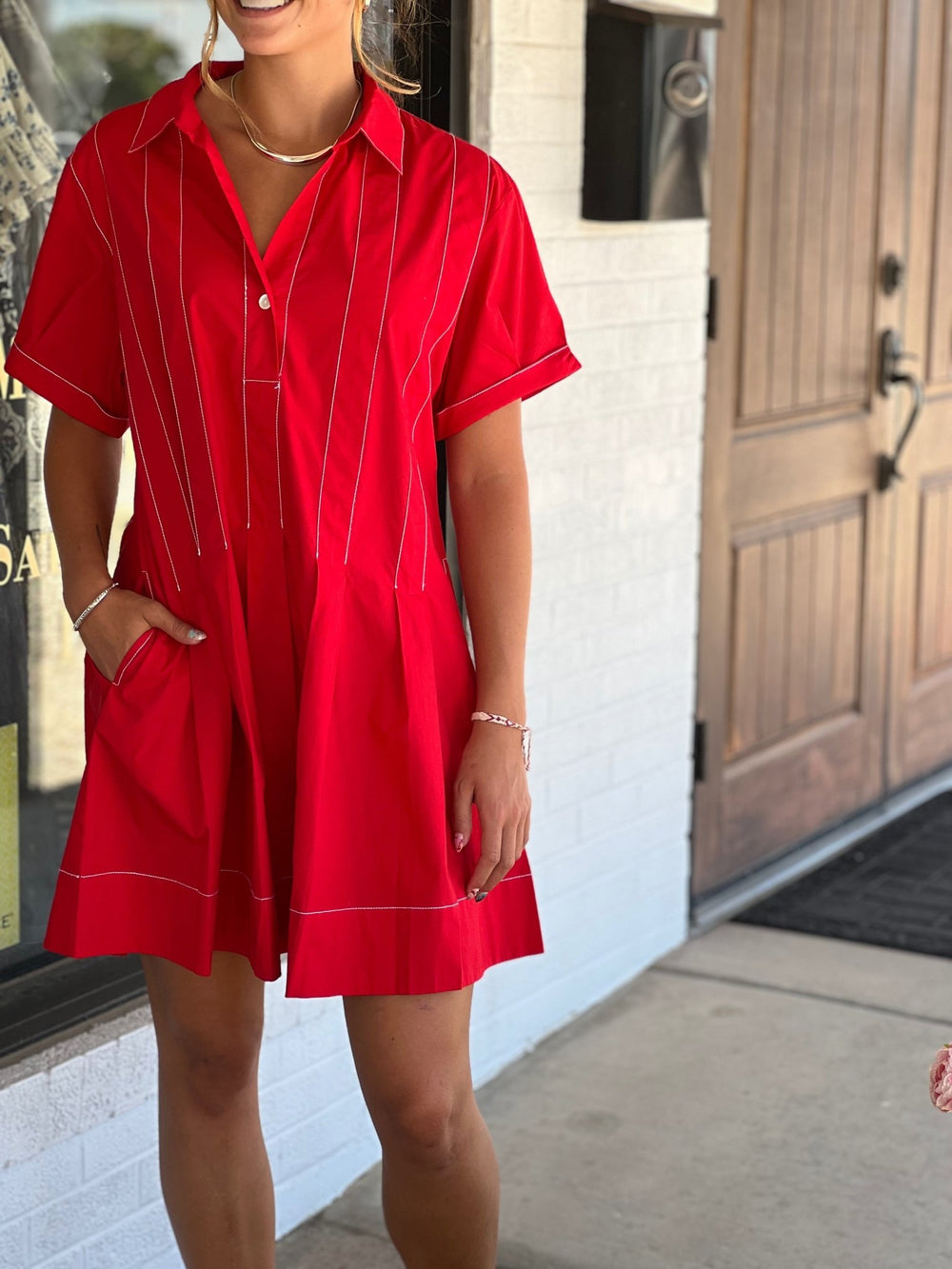 Pleated Shirt Dress from Uncle Frank - High Call Outfitters