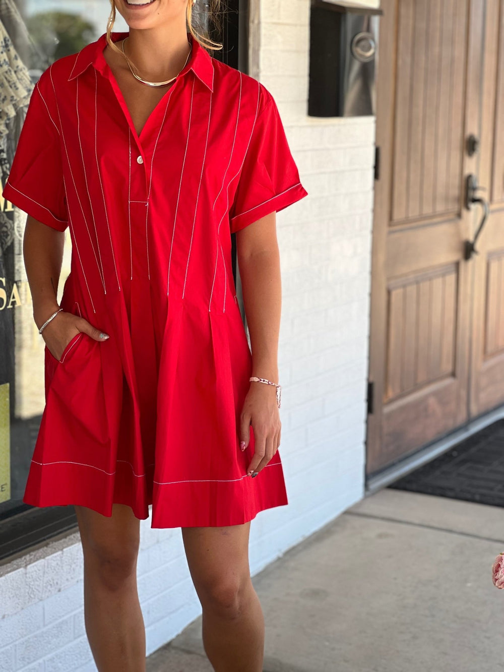 Pleated Shirt Dress from Uncle Frank - High Call Outfitters
