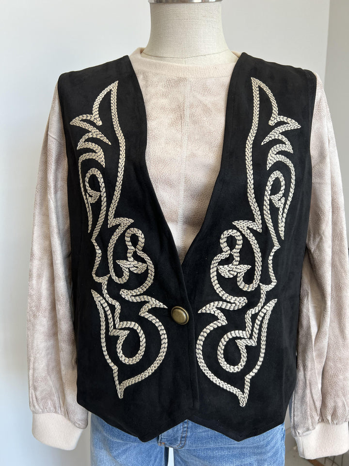 Boot Stitch Faux Suede Vest