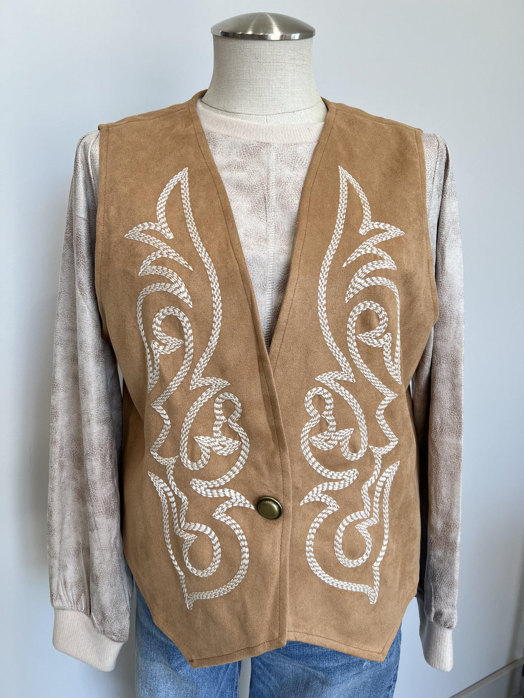 Boot Stitch Faux Suede Vest - High Call Outfitters