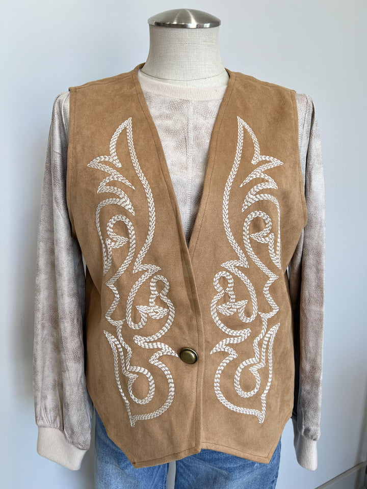 Boot Stitch Faux Suede Vest - High Call Outfitters
